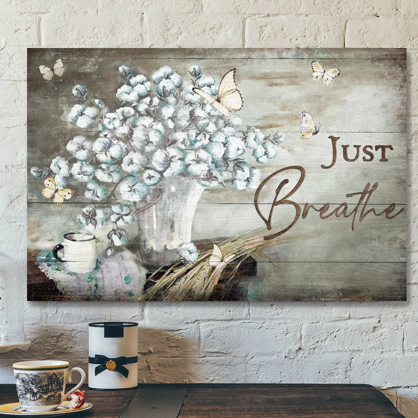 Flower - Just Breathe - Bible Verse Canvas - Scripture Canvas Wall Art - Ciaocustom