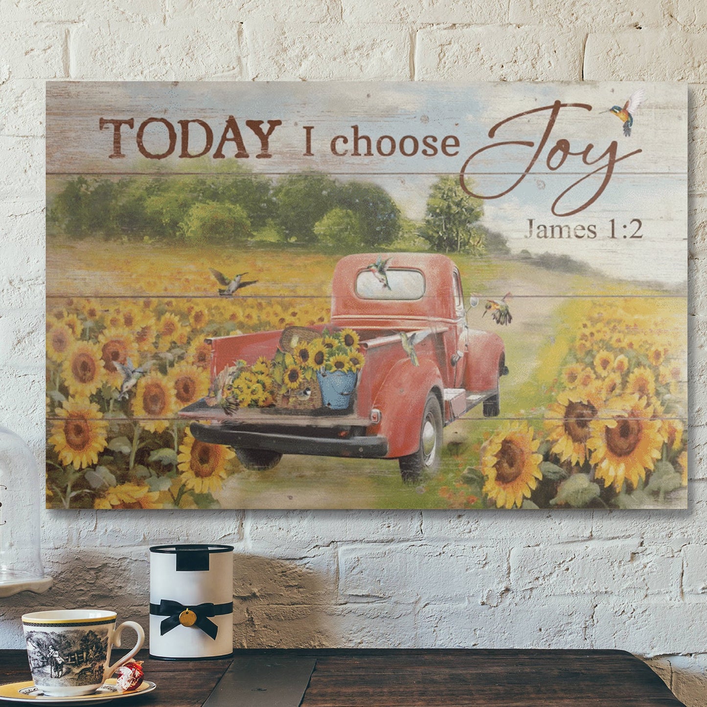 Bible Verse Wall Art Canvas - Beautiful Sunflower Road - Today I Choose Joy Canvas - Ciaocustom