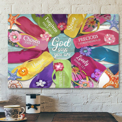 Colorful Summer - God Says You Are Canvas Wall Art - Bible Verse Canvas - Scripture Canvas Wall Art - Ciaocustom