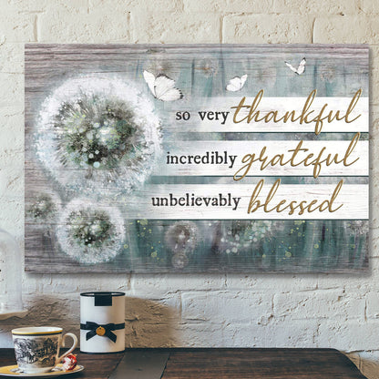 White Butterfly And Dandelion - Unbelievably Blessed - Bible Verse Canvas - Scripture Canvas Wall Art - Ciaocustom