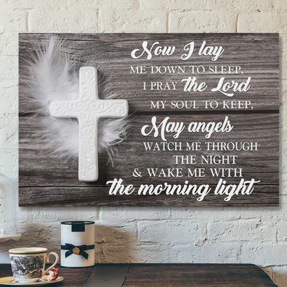 Bible Verse Canvas - Now I Lay Me Down To Sleep Prayer Canvas - Scripture Canvas Wall Art - Ciaocustom