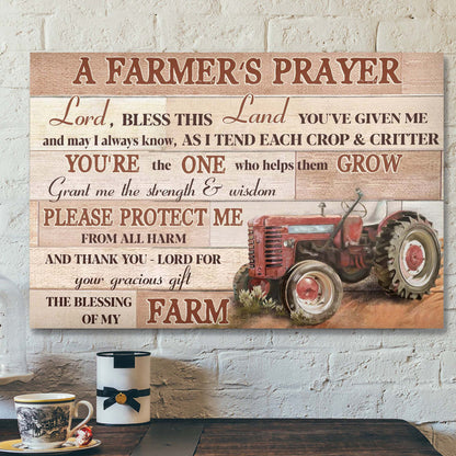 Red Truck - A Farmer's Prayer Canvas Wall Art - Bible Verse Canvas - Scripture Canvas Wall Art - Ciaocustom