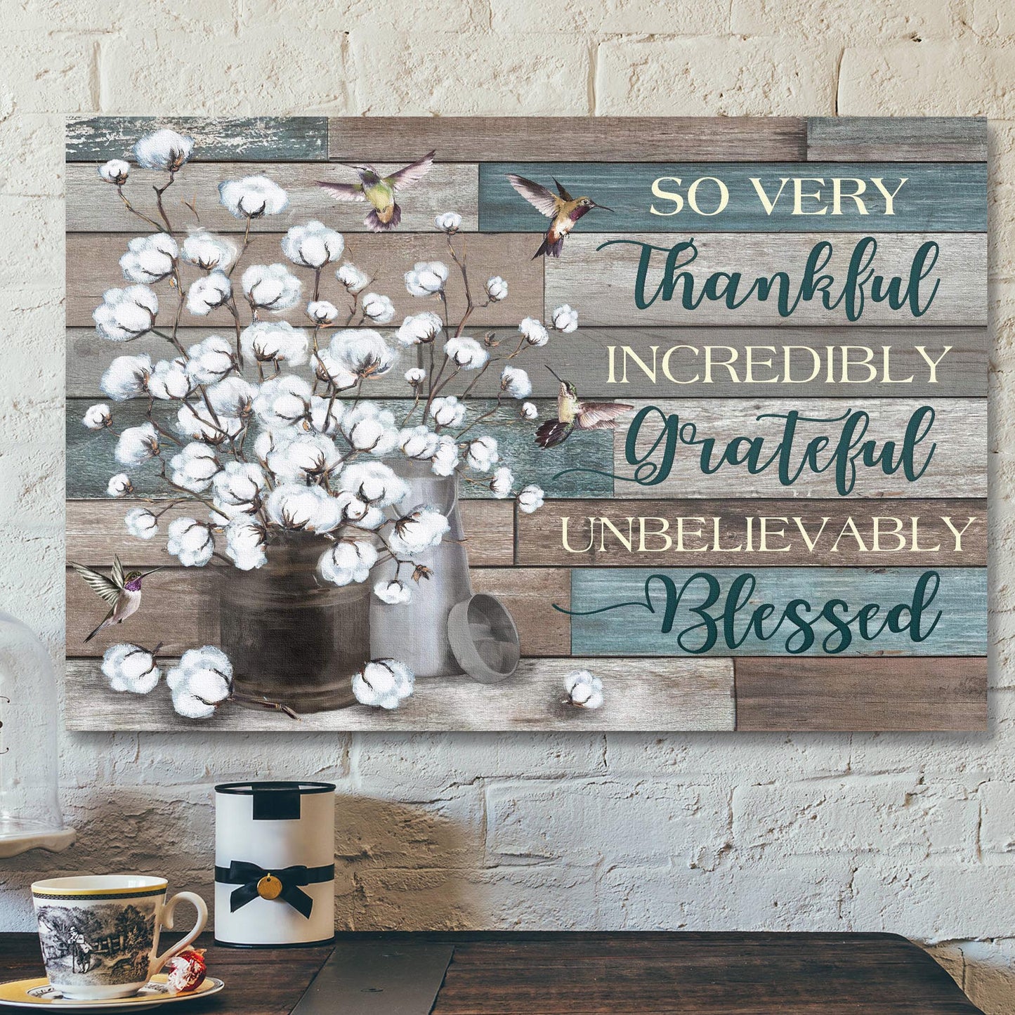 So Very Thankful Incredibly Grateful Unbelievably Blessed Canvas Wall Art - Christian Canvas Prints - Faith Canvas - Bible Verse Canvas - Ciaocustom