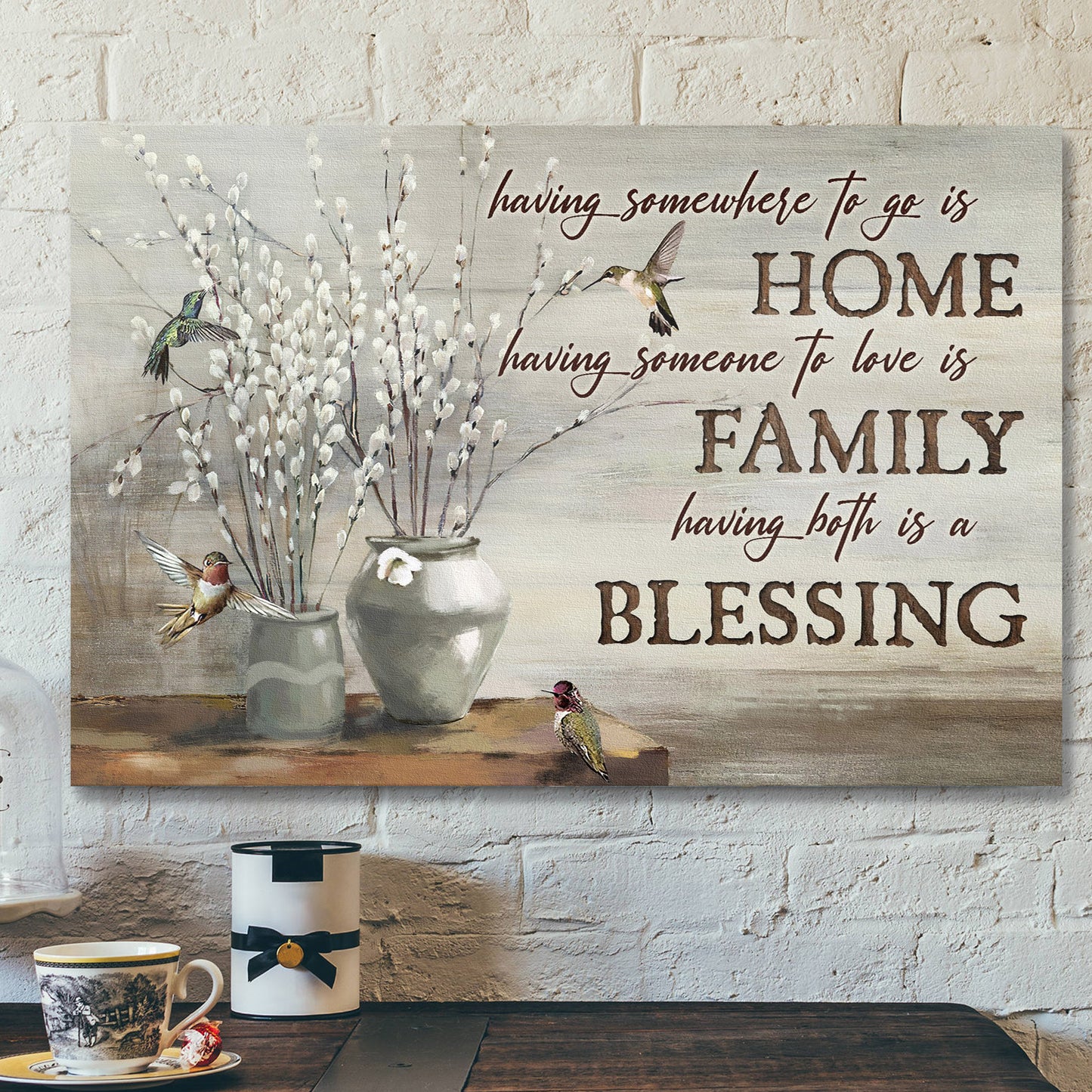 Having Both Home And Family Is A Blessing - Bible Verse Canvas - Scripture Canvas Wall Art - Ciaocustom