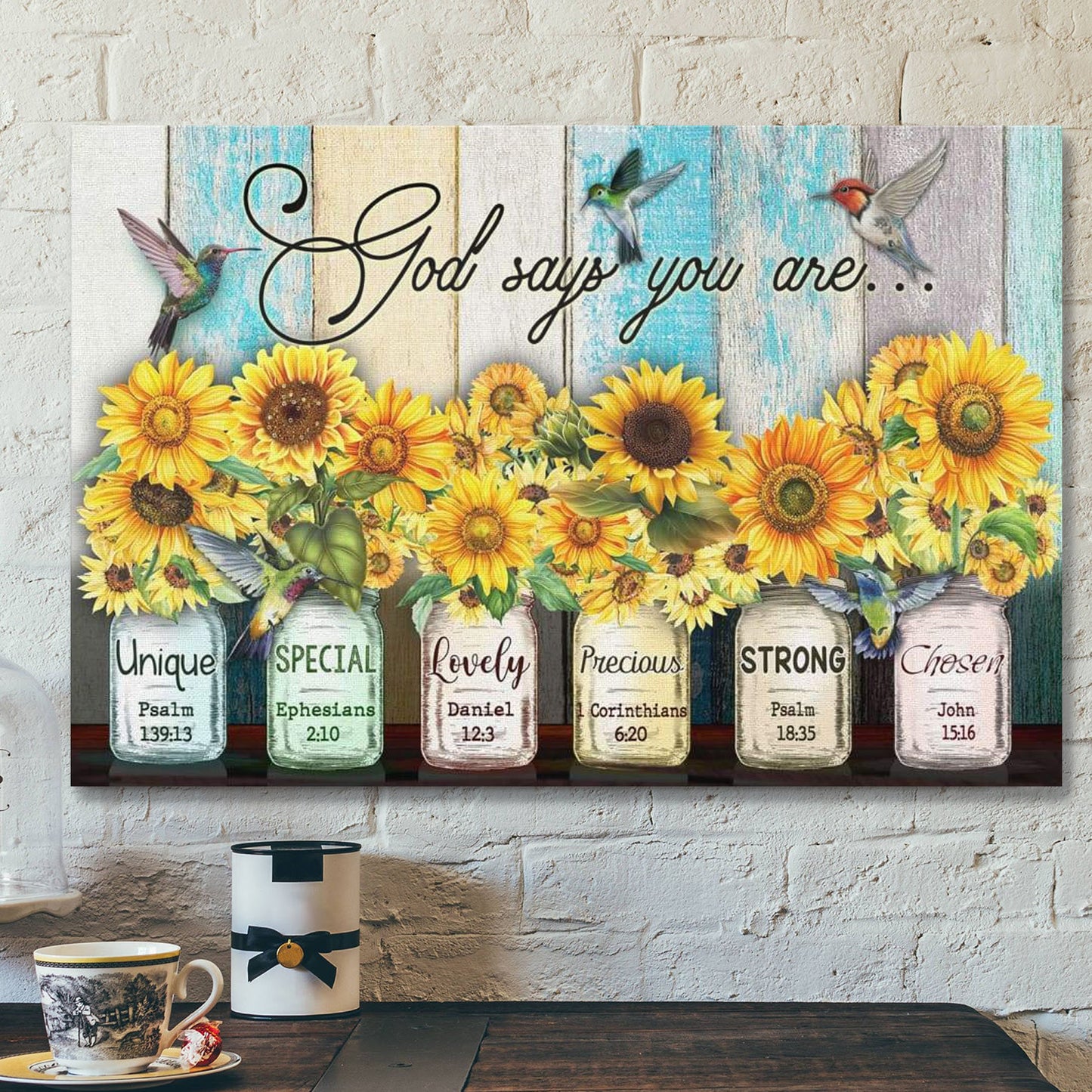 God Canvas Prints - Jesus Canvas Art - God Says You Are Hummingbird Sunflower Christian Wall Art Canvas - Ciaocustom