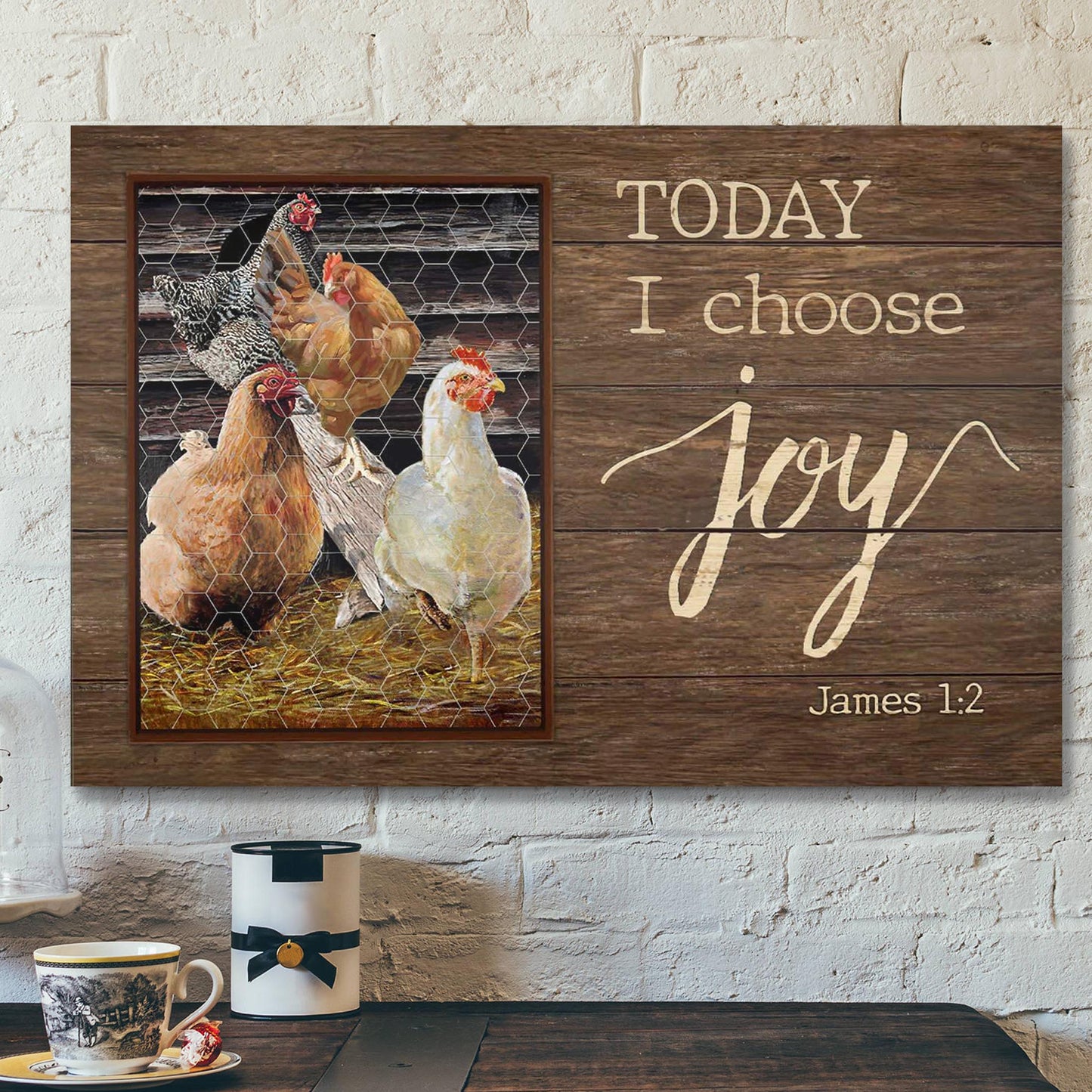 Chicken Family - Today I Choose Joy Canvas Wall Art - Bible Verse Canvas - Scripture Canvas Wall Art - Ciaocustom