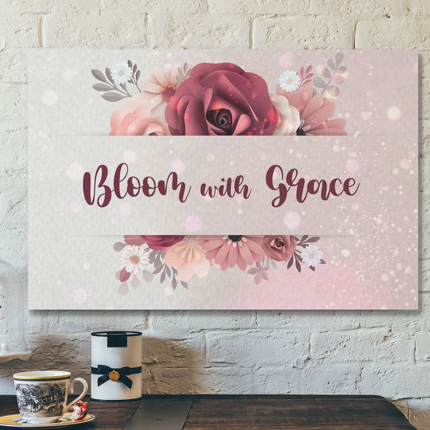 Bible Verse Canvas - Bloom With Grace Canvas Wall Art Canvas Wall Art - Scripture Canvas Wall Art - Ciaocustom