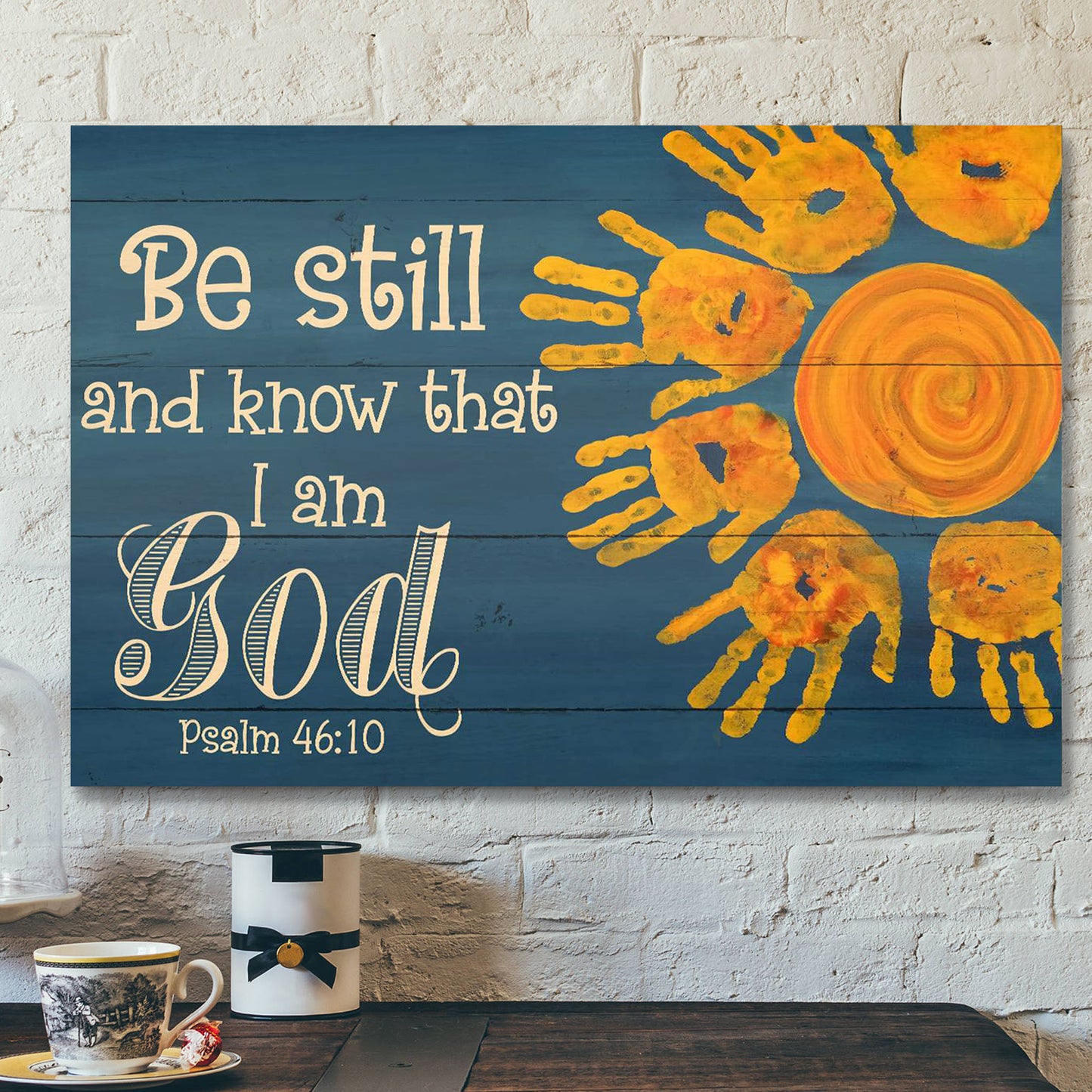 Orange Hands - Be Still And Know That I Am God - Bible Verse Canvas - Scripture Canvas Wall Art - Ciaocustom