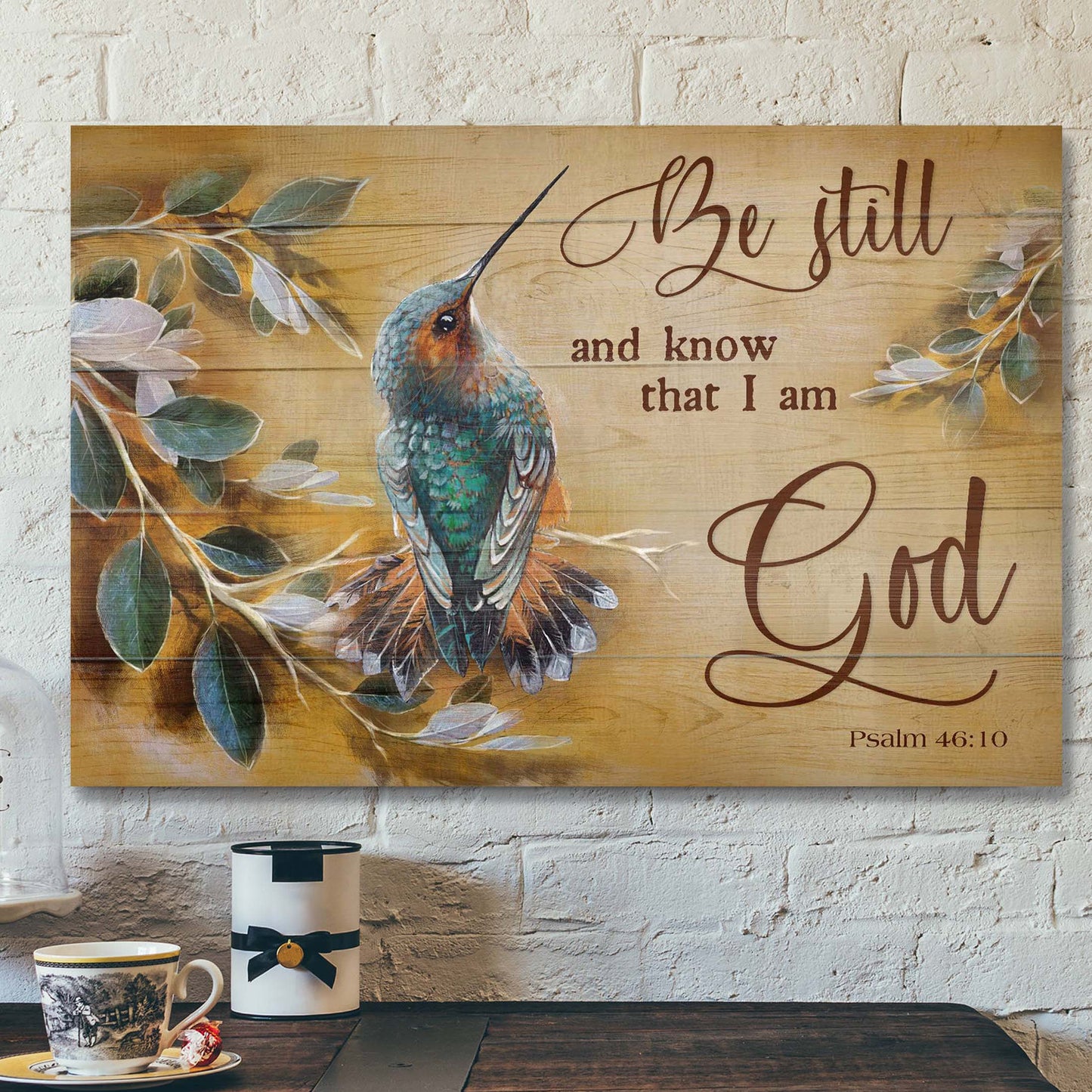 Hummingbird - Be Still And Know That I Am God Canvas Wall Art - Bible Verse Canvas - Scripture Canvas Wall Art - Ciaocustom