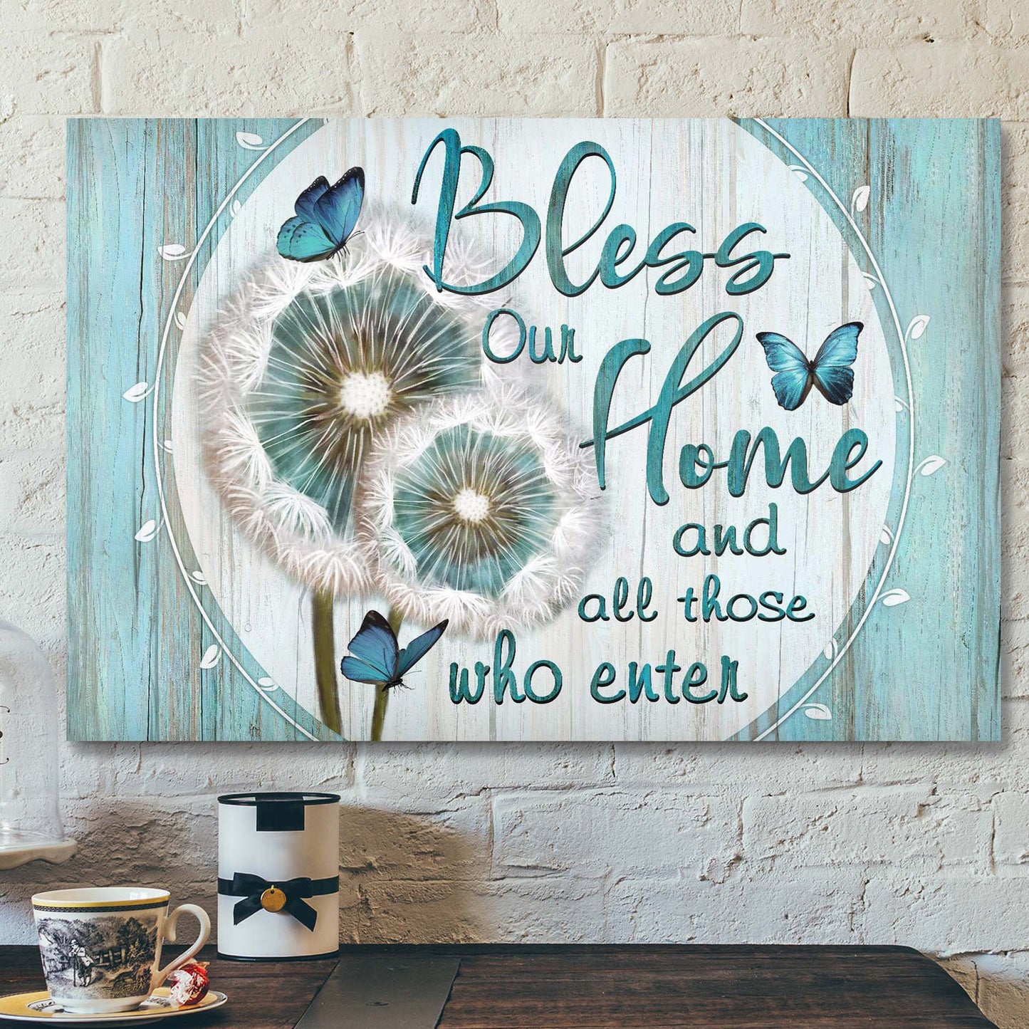 Dandelion - Bless Our Home And All Those Who Enter Canvas Wall Art - Bible Verse Canvas - Scripture Canvas Wall Art - Ciaocustom