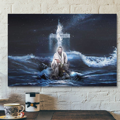 God Canvas Prints - Jesus Canvas Art - Jesus Outstretched Hands Saves Canvas Wall Art - Horizontal Christian Wall Art - Ciaocustom