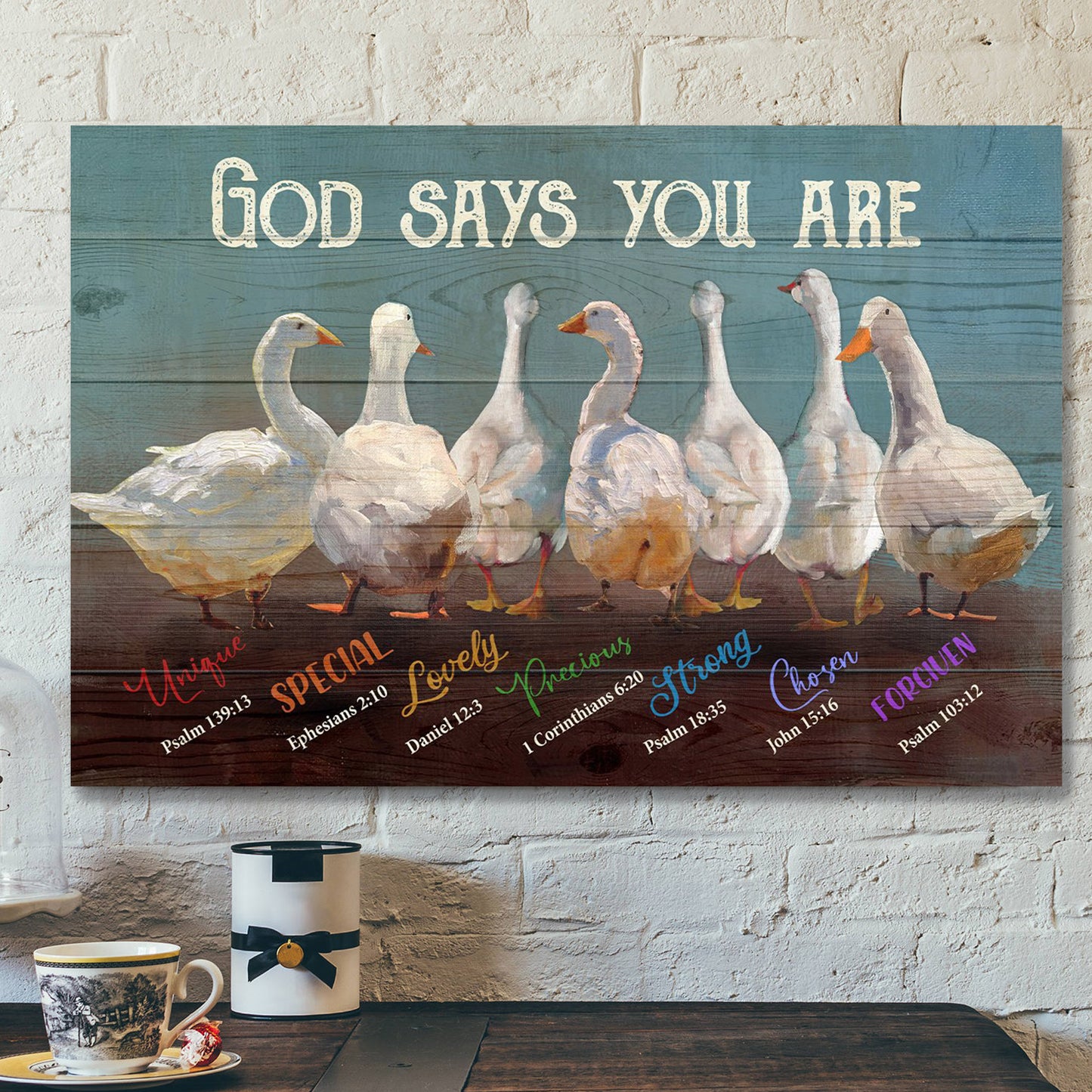 Duck - God Says You Are Jesus - Bible Verse Canvas - Scripture Canvas Wall Art - Ciaocustom