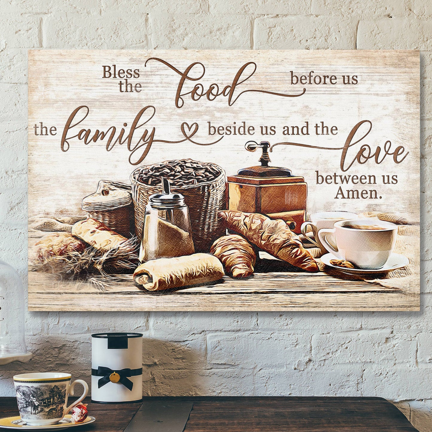 Bless The Food Before Us - The Love Between Us - Bible Verse Canvas - Scripture Canvas Wall Art - Ciaocustom