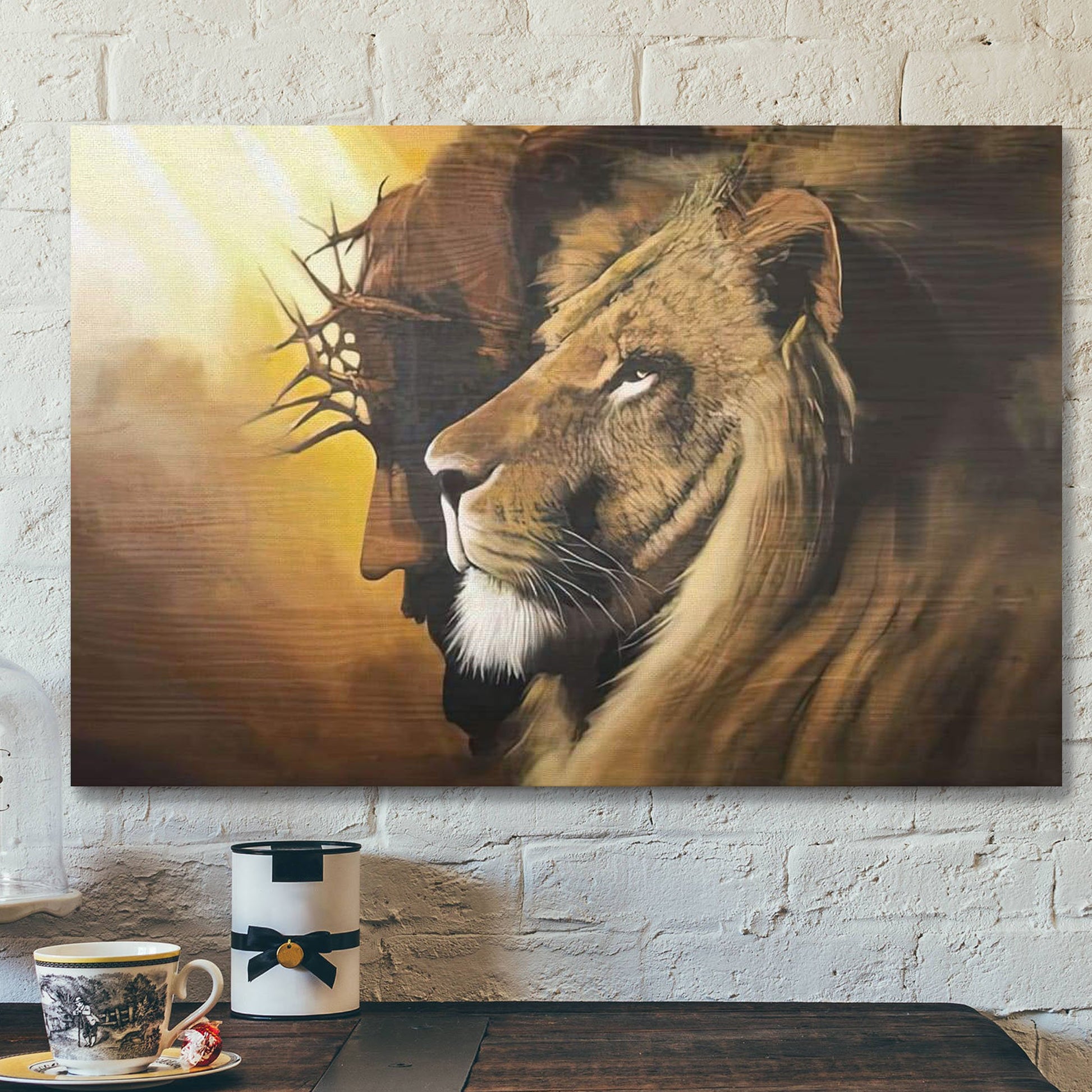 Jesus And Lion Picture - Christ And Lion - The Lion Of Judah Wall Art - Half Jesus Half Lion Canvas - Christian Wall Art - Ciaocustom