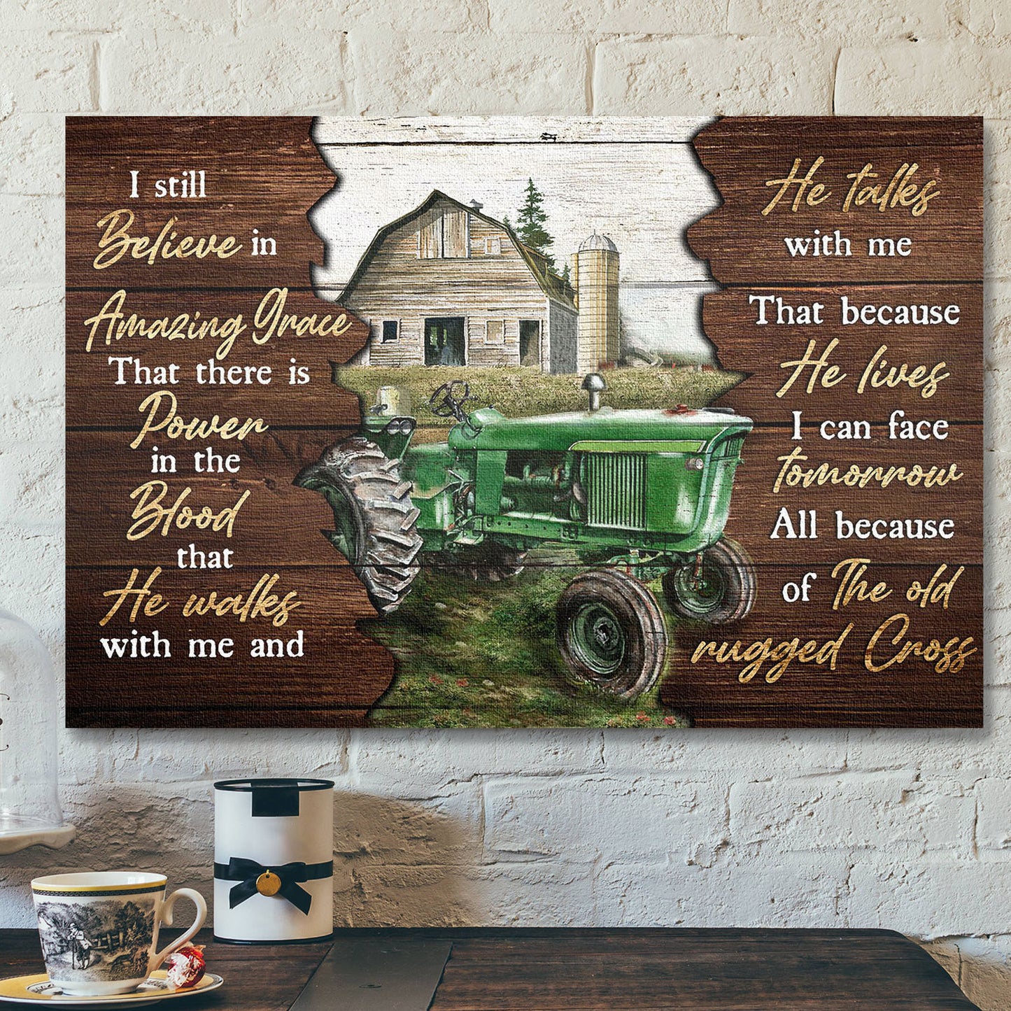 Farm Tractor - I Still Believe In Amazing Grace - Bible Verse Canvas - Scripture Canvas Wall Art - Ciaocustom