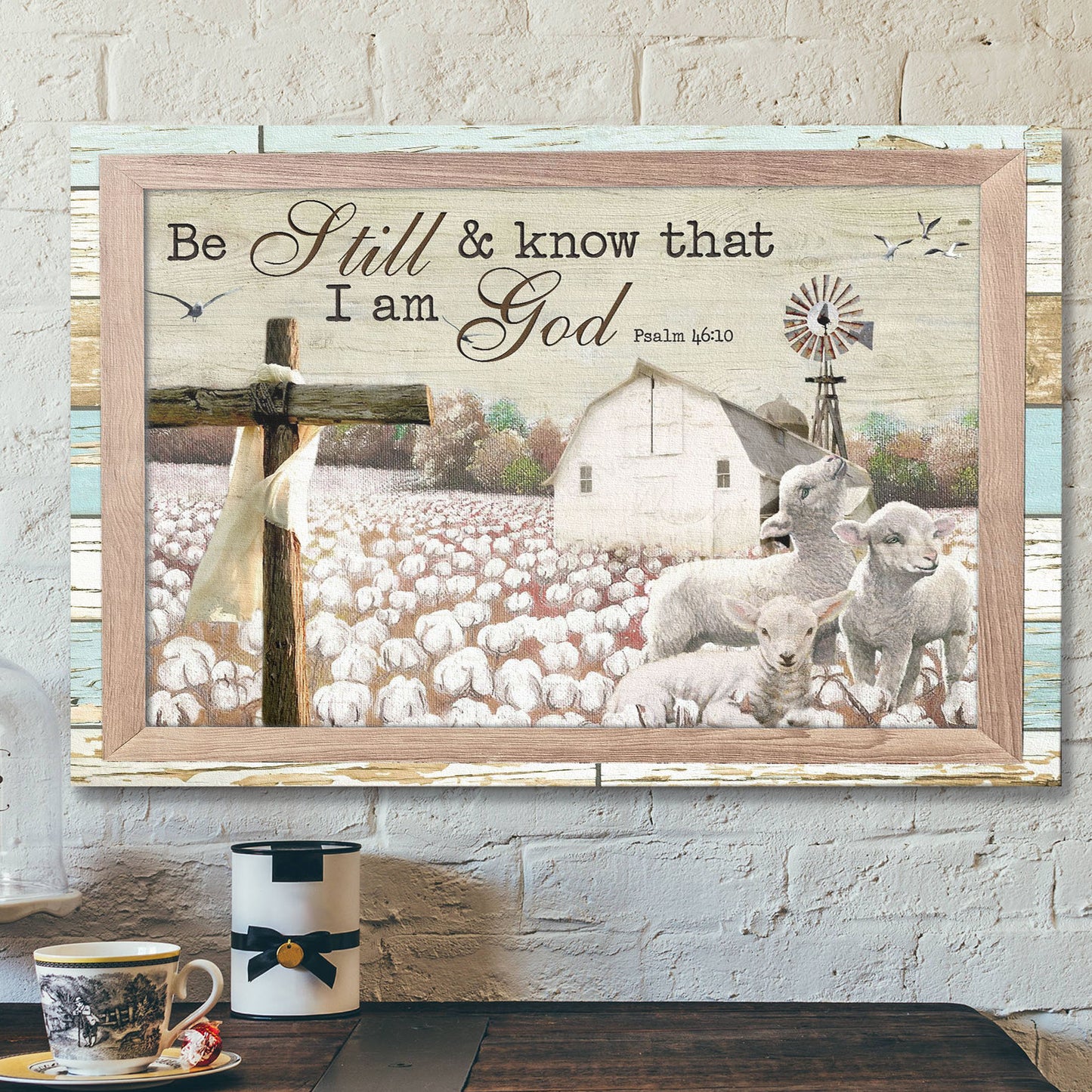 Lambs With Cotton Tree Farm - Be Still And Know That I Am God - Bible Verse Canvas - Scripture Canvas Wall Art - Ciaocustom