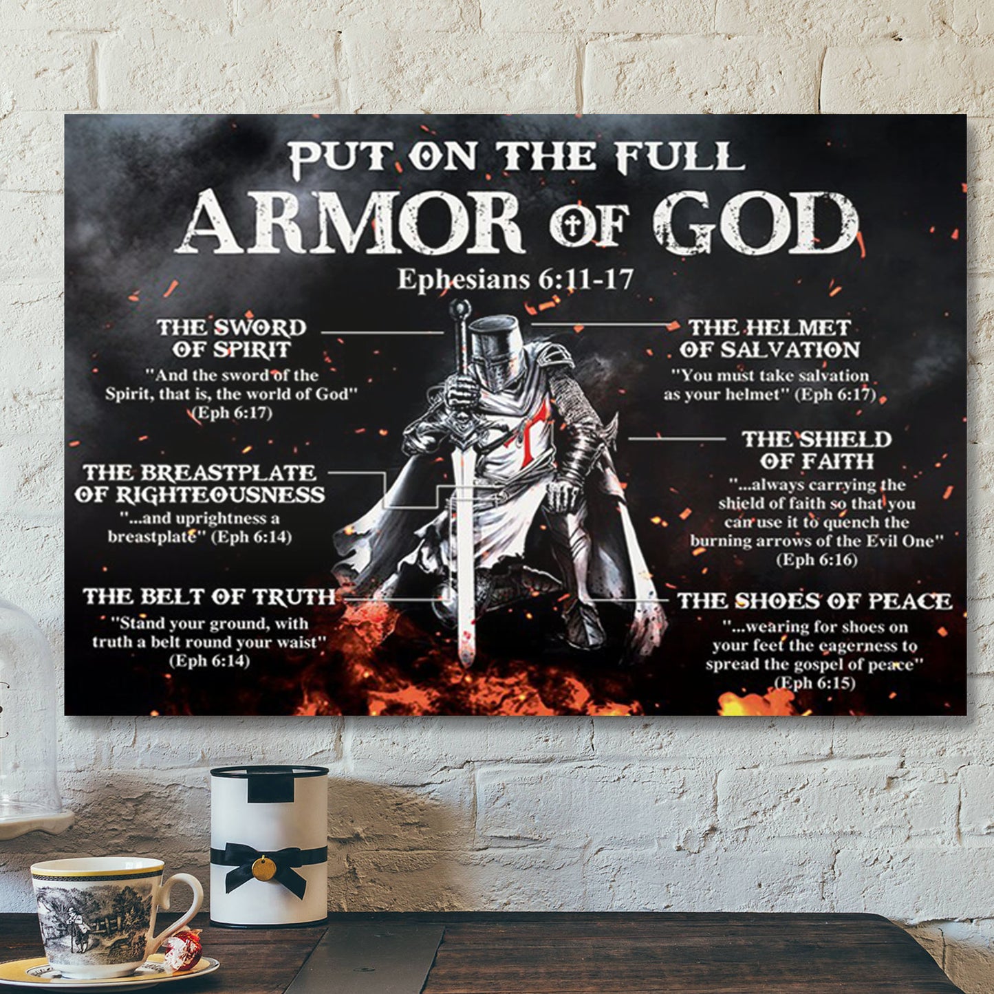 Put On The Full Armor Of God (Ephesians) Canvas Wall Art - Christian Canvas Prints - Faith Canvas - Bible Verse Canvas - Ciaocustom