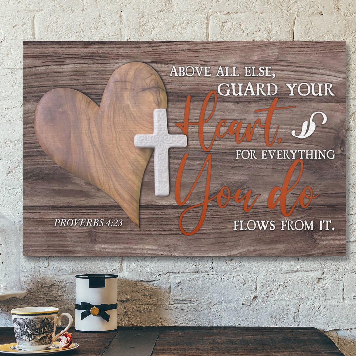 Bible Verse Canvas - Above All Else Guard Your Heart Proverbs 423 Canvas Art - Scripture Canvas Wall Art - Ciaocustom