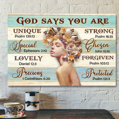 Beautiful Girl With Seashell Hair - God Says You Are Canvas Wall Art - Bible Verse Canvas - Scripture Canvas Wall Art - Ciaocustom