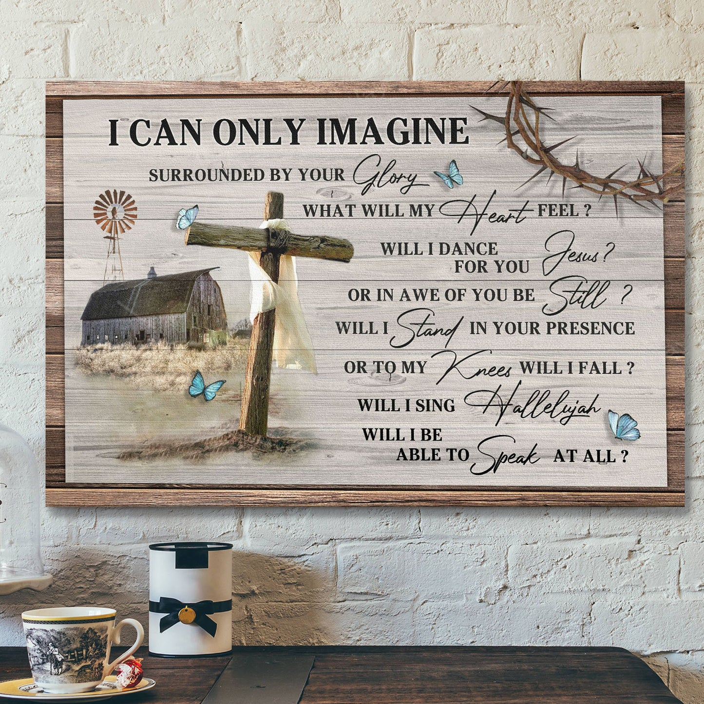 The Cross And Farm - I Can Only Imagine - Bible Verse Canvas - Scripture Canvas Wall Art - Ciaocustom