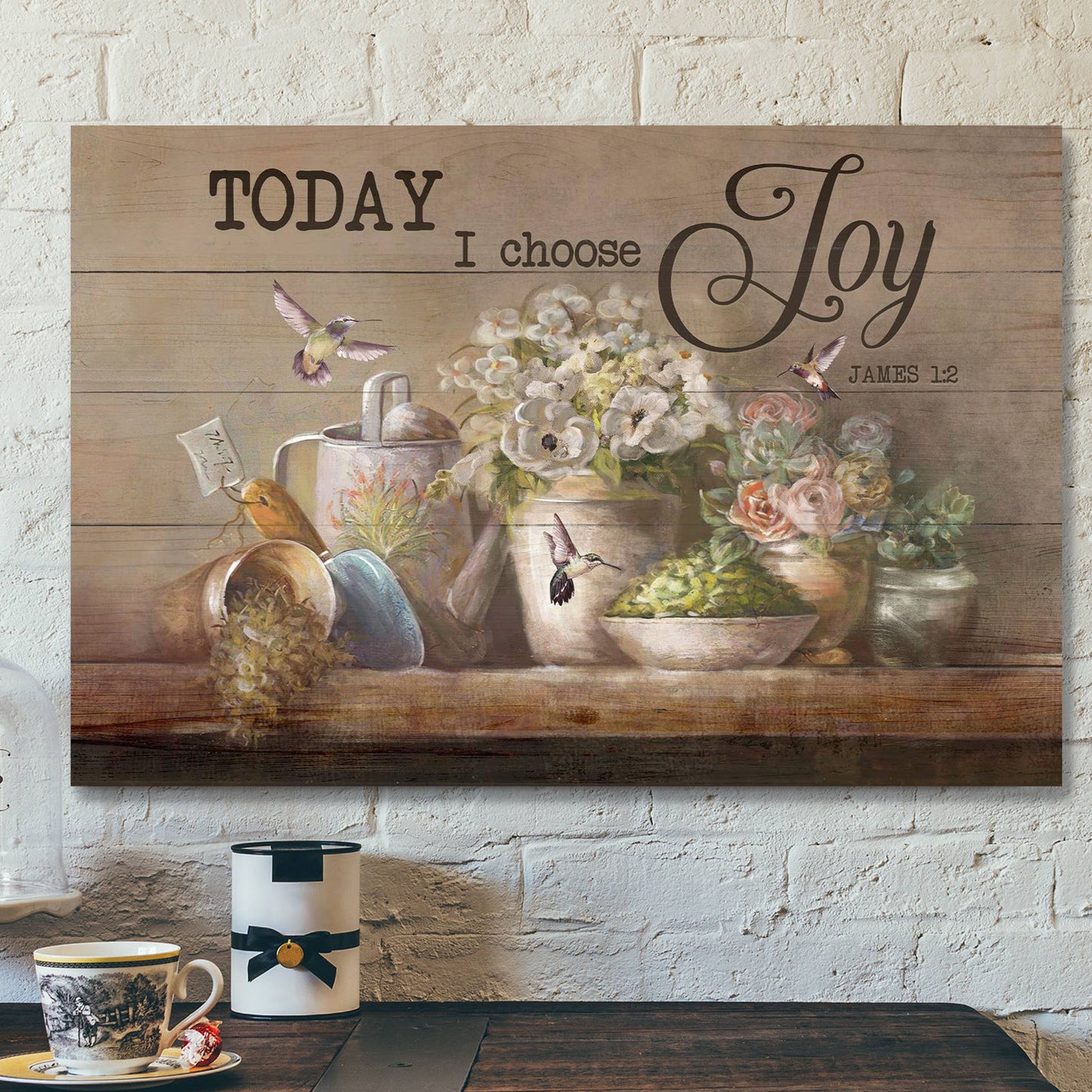 Garden Tools With Flower Vases - Today I Choose Joy - Bible Verse Canvas - Scripture Canvas Wall Art - Ciaocustom