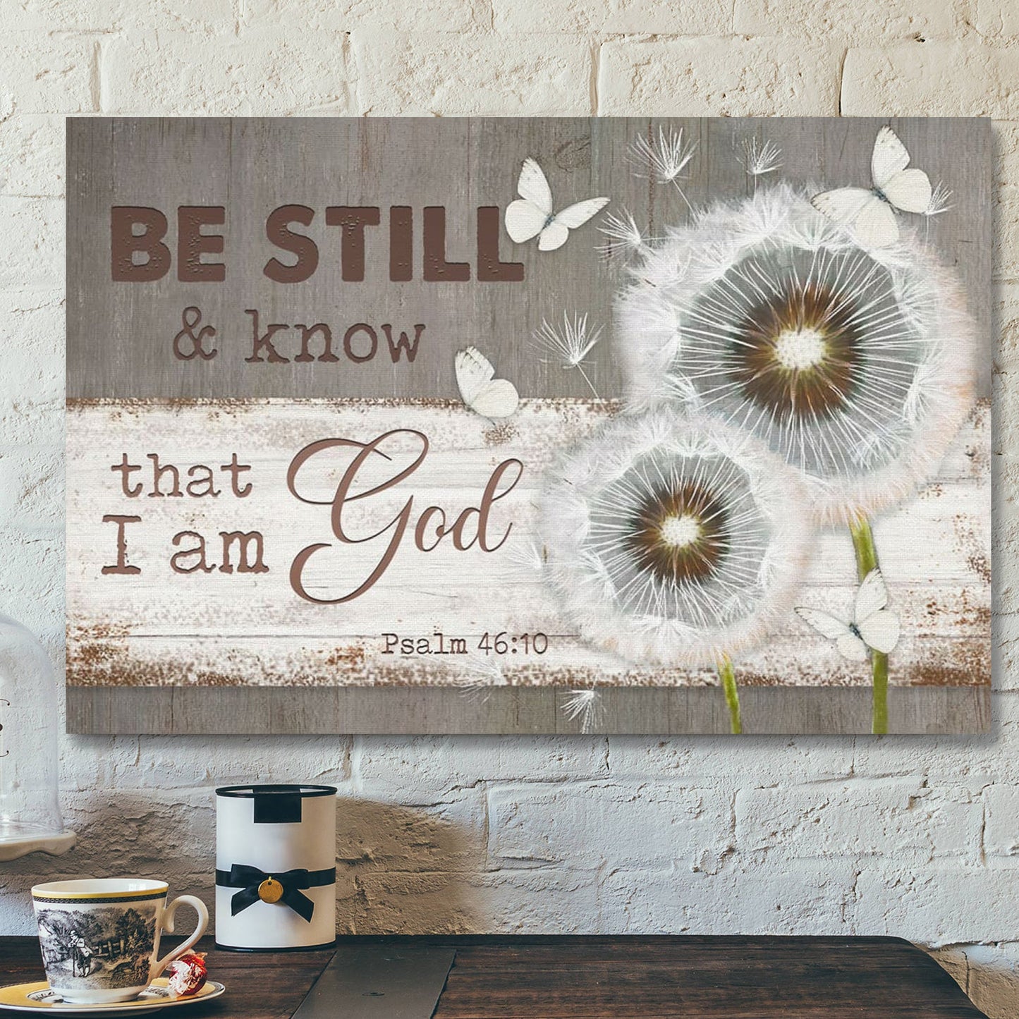 Bible Verse Canvas - Be Still And Know That I Am God Psalm 4610 Dandelion Butterfly Wall Art Canvas - Scripture Canvas Wall Art - Ciaocustom
