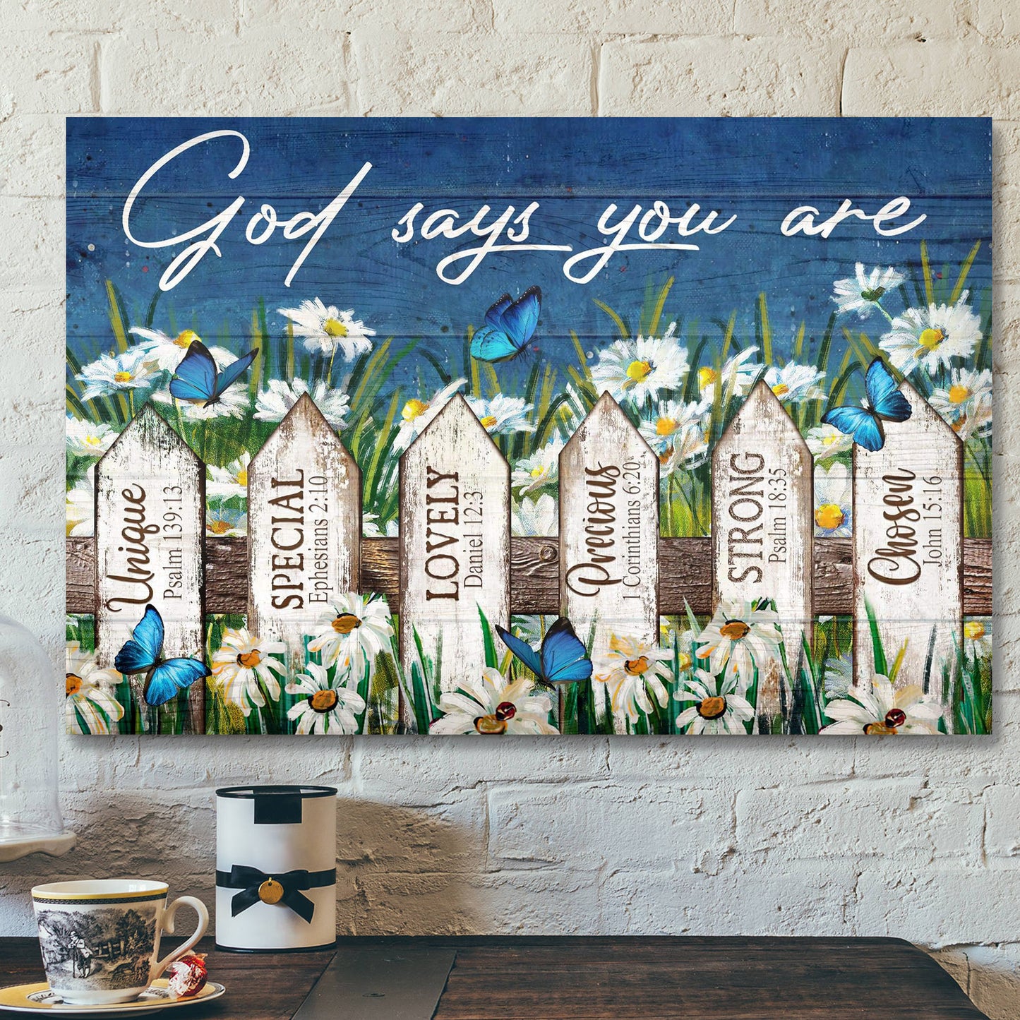 Beautiful Daisy Garden - God Says You Are Canvas Wall Art - Bible Verse Canvas - Scripture Canvas Wall Art - Ciaocustom