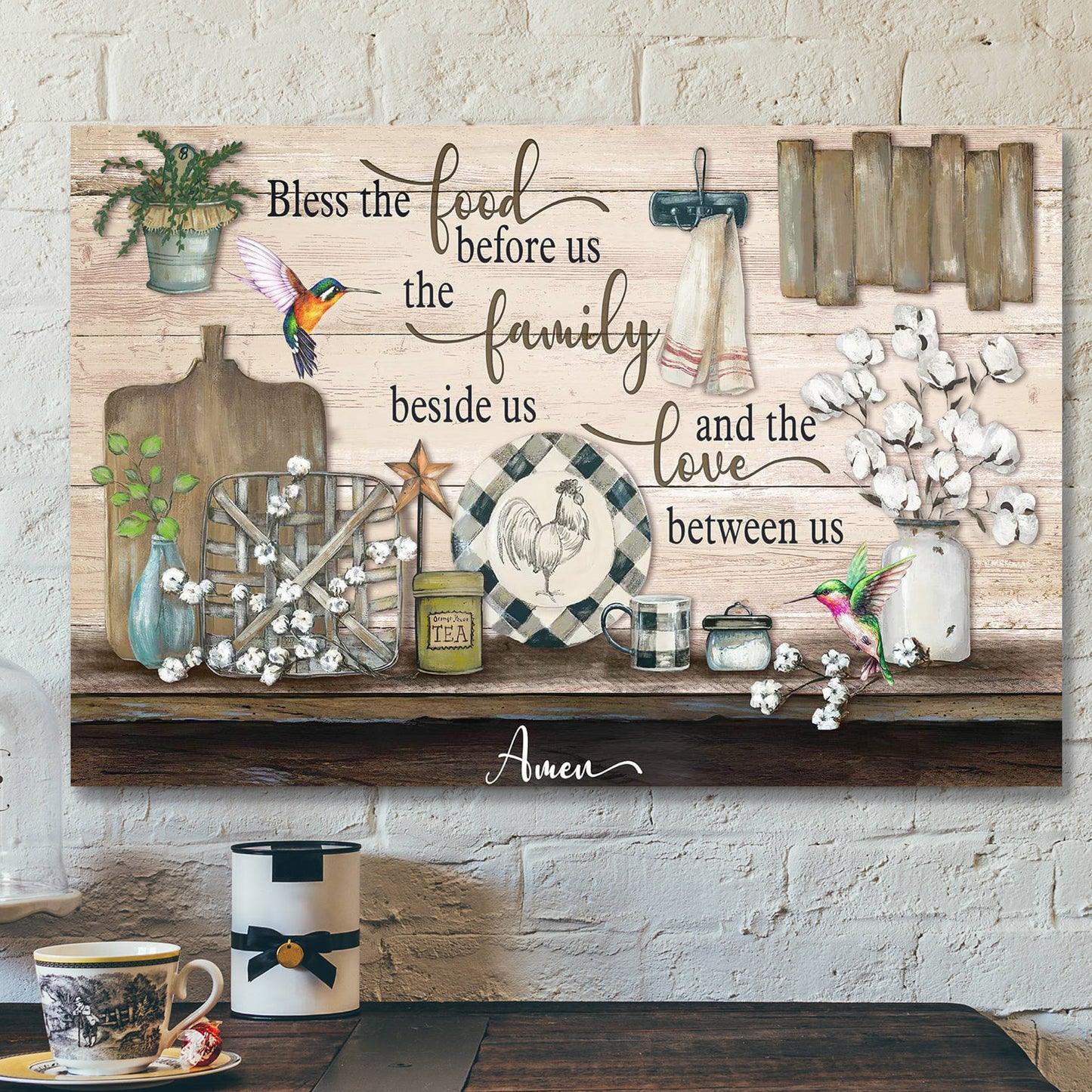 Bless The Food Before Us The Family Beside Us - The Love Between Us - Bible Verse Canvas - Scripture Canvas Wall Art - Ciaocustom