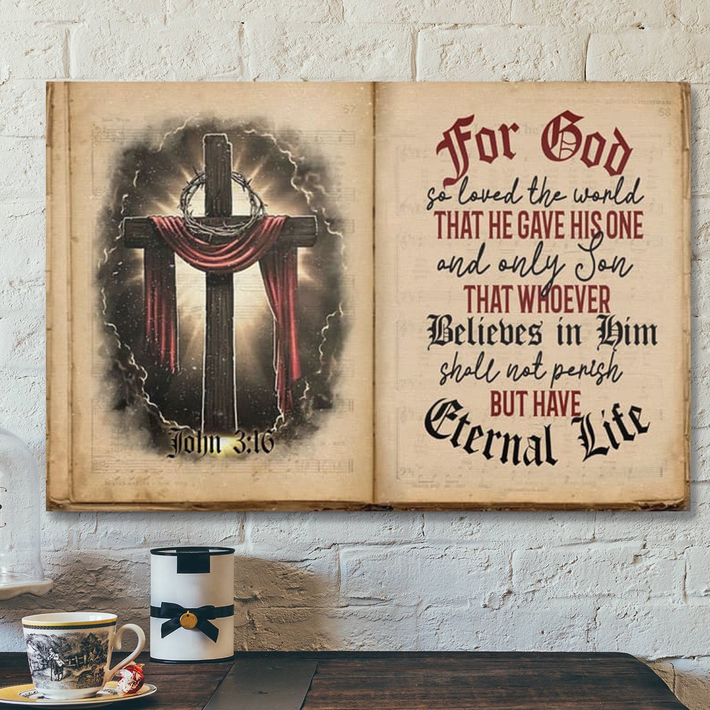 Bible Verse Canvas - John 316 Niv Canvas Wall Art - Scripture Canvas Wall Art - Ciaocustom