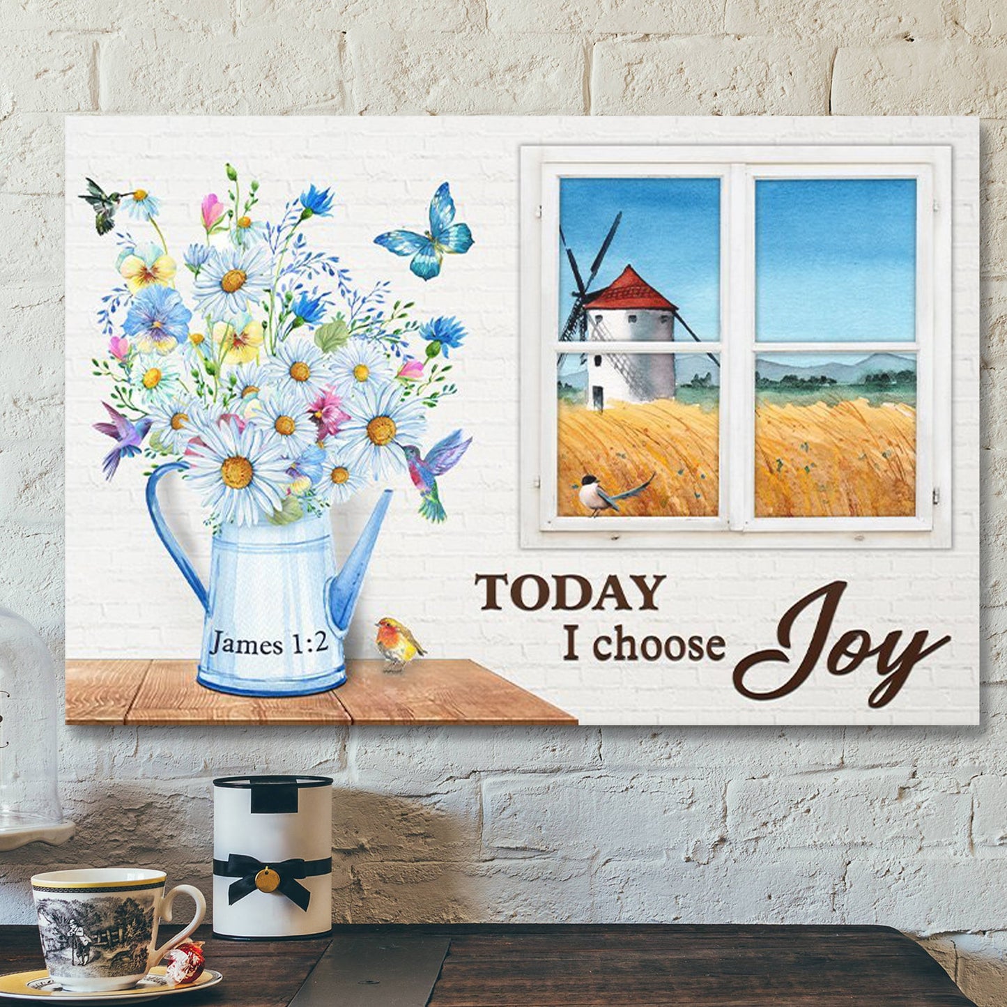 God Canvas - Bible Verse Canvas - Butterfly And Flower Canvas - Today I Choose Joy - Scripture Canvas - Ciaocustom