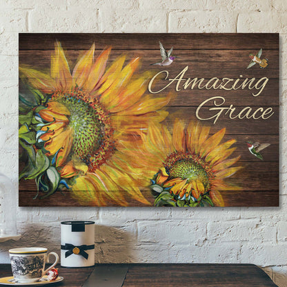 Sunflowers - Amazing Grace Canvas Wall Art - Bible Verse Canvas - Scripture Canvas Wall Art - Ciaocustom