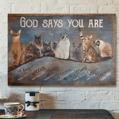 Bible Verse Wall Art Canvas - Cat - God Say You Are Amazing Canvas - Ciaocustom