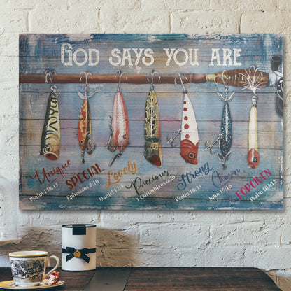 Bible Verse Wall Art Canvas - Fishing - God Says You Are Canvas - Ciaocustom