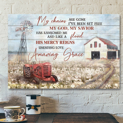 Jesus - Peaceful Farm - His Mercy Reigns Unending Love - Bible Verse Canvas - Scripture Canvas Wall Art - Ciaocustom