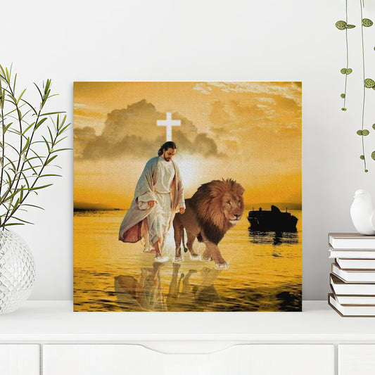 The Lion Of Judah - Jesus Walks On Water Canvas Wall Art - Ciaocustom