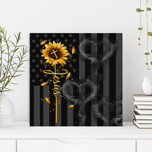 Bible Verse Canvas - God Canvas - Jesus Cross Sunflower Canvas Wall Art - Scripture Canvas Wall Art - Ciaocustom