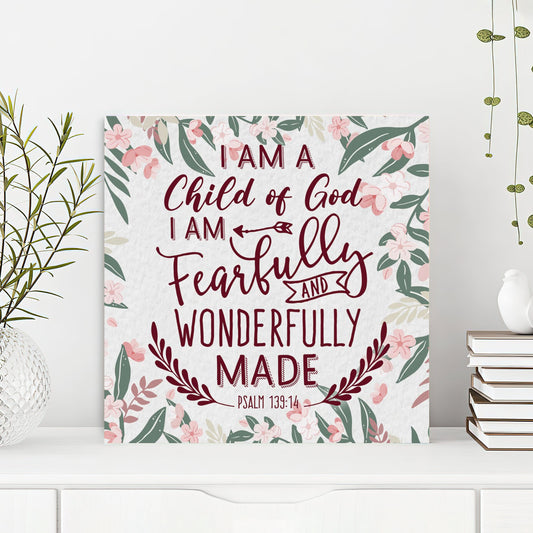 Bible Verse Canvas - God Canvas - A Child Of God Fearfully And Wonderfully Made Psalm 13914 Canvas Print - Scripture Canvas Wall Art - Ciaocustom
