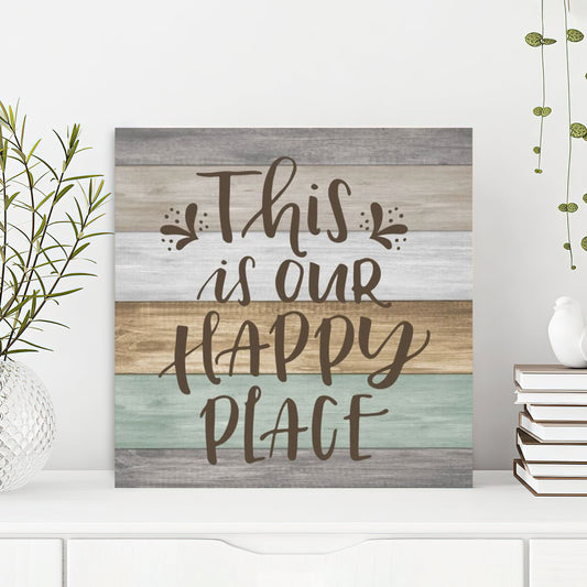 Bible Verse Canvas - God Canvas - This Is Our Happy Place Canvas - Scripture Canvas Wall Art - Ciaocustom