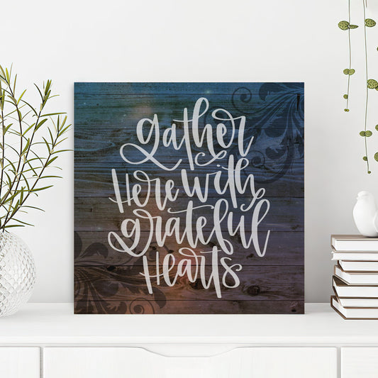 Bible Verse Canvas - God Canvas - Gather Here With Grateful Hearts Canvas Wall Art - Scripture Canvas Wall Art - Ciaocustom