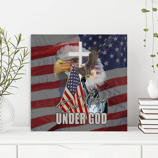 Bible Verse Canvas - God Canvas - One Nation Under God American Flag Canvas Wall Art - Scripture Canvas Wall Art - Ciaocustom