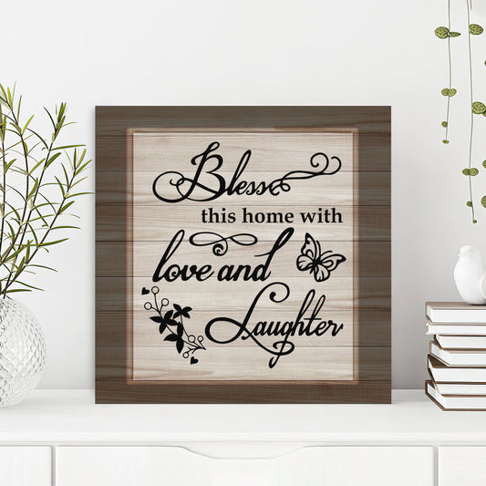 Bible Verse Canvas - God Canvas - Bless This Home With Love And Laughter Canvas Print - Scripture Canvas Wall Art - Ciaocustom