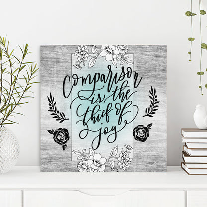 Bible Verse Canvas - God Canvas - Comparison Is The Thief Of Joy Canvas Print - Scripture Canvas Wall Art - Ciaocustom