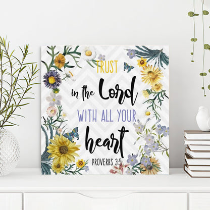 Bible Verse Canvas - God Canvas - Trust In The Lord With All Your Heart Proverbs 35 Christian Canvas Wall Art - Scripture Canvas Wall Art - Ciaocustom