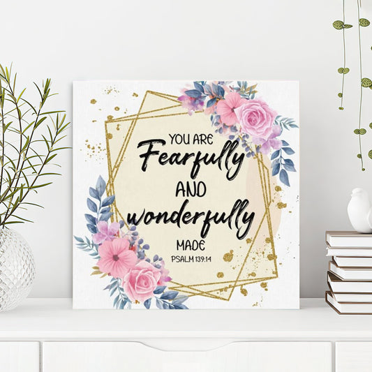 Bible Verse Canvas - God Canvas - You Are Fearfully And Wonderfully Made Psalm 13914 Canvas - Scripture Canvas Wall Art - Ciaocustom