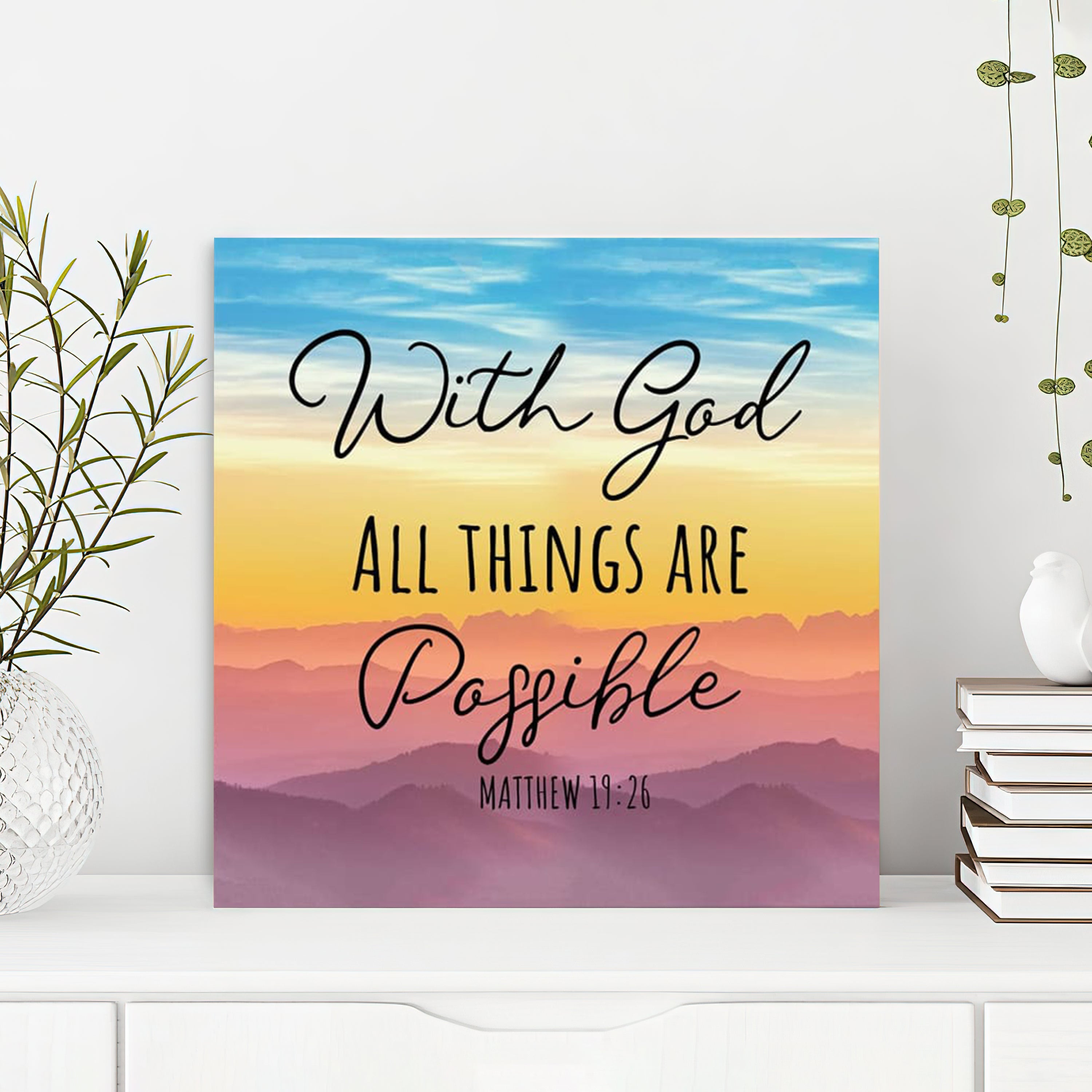 Bible Verse Canvas With God All Things Are Possible Matthew 1926 Can Bible verse canvas with god all things are possible matthew 1926 can