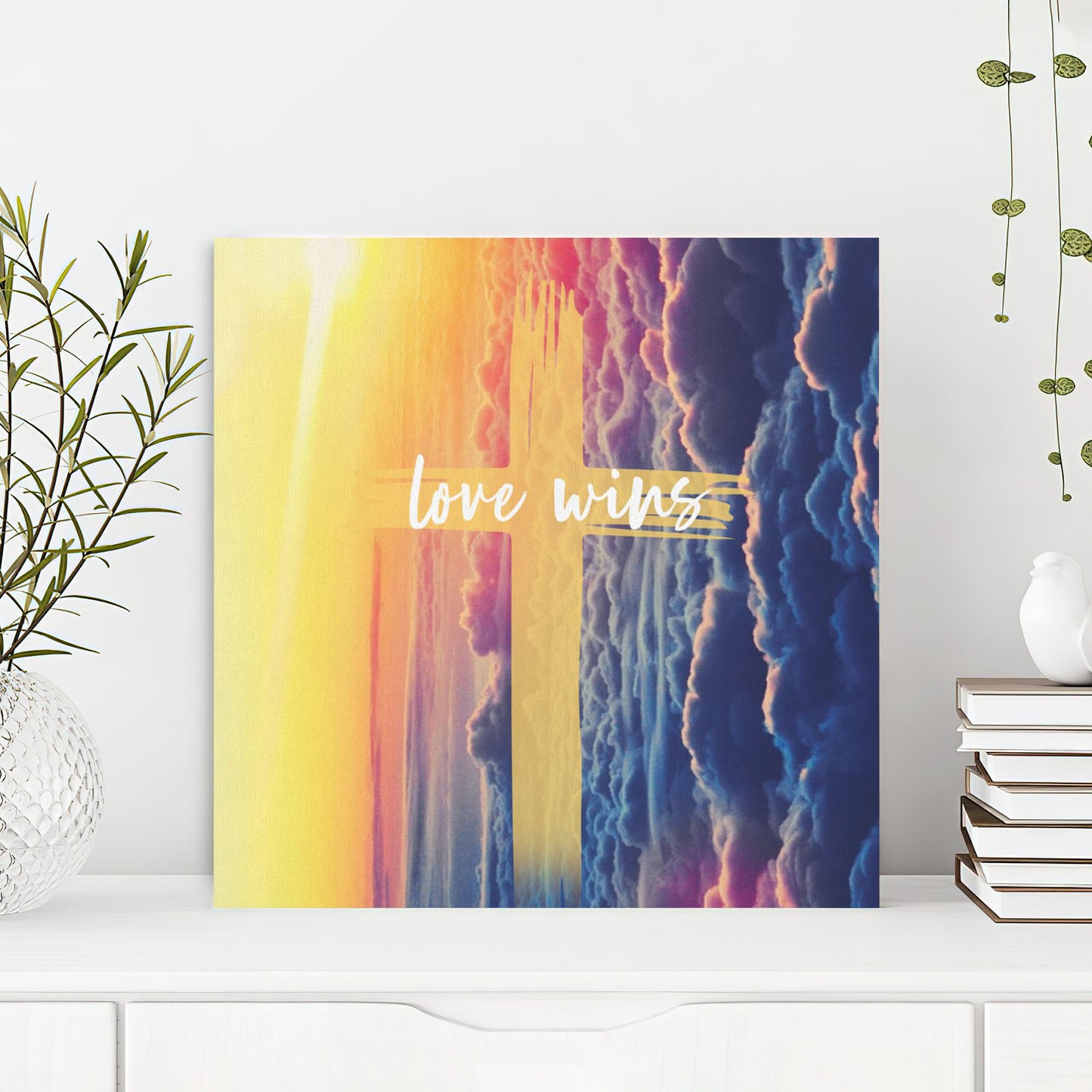 Bible Verse Canvas - God Canvas - Love Wins Canvas Wall Art - Scripture Canvas Wall Art - Ciaocustom