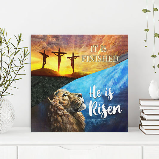 Bible Verse Canvas - God Canvas - It Is Finished He Is Risen Canvas - Scripture Canvas Wall Art - Ciaocustom