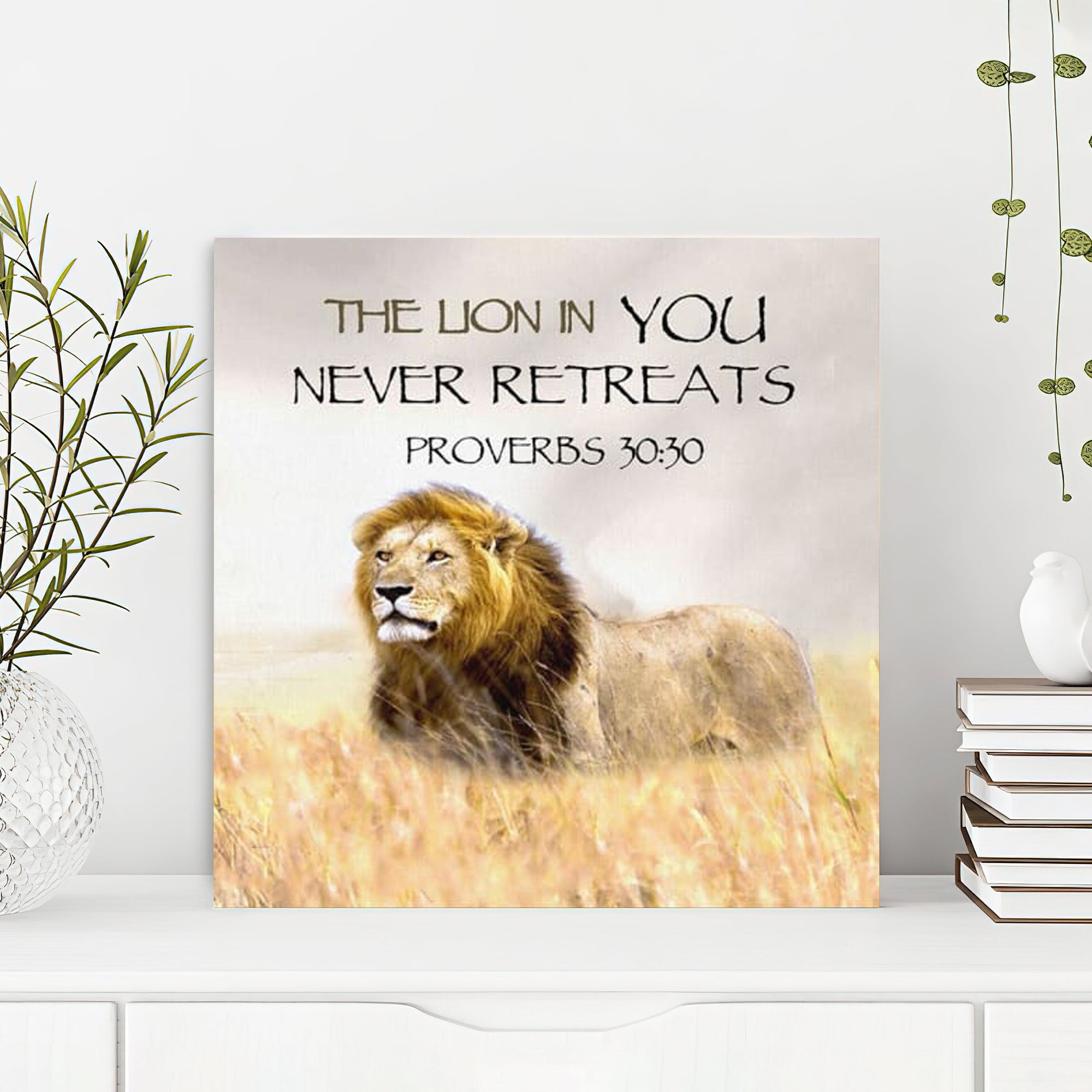 Bible Verse Canvas - God Canvas - Proverbs 3030 The Lion In You Never Retreats Canvas Wall Art - Scripture Canvas Wall Art - Ciaocustom