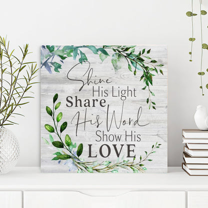 Bible Verse Canvas - God Canvas - Shine His Light Share His Word Show His Love Canvas - Scripture Canvas Wall Art - Ciaocustom