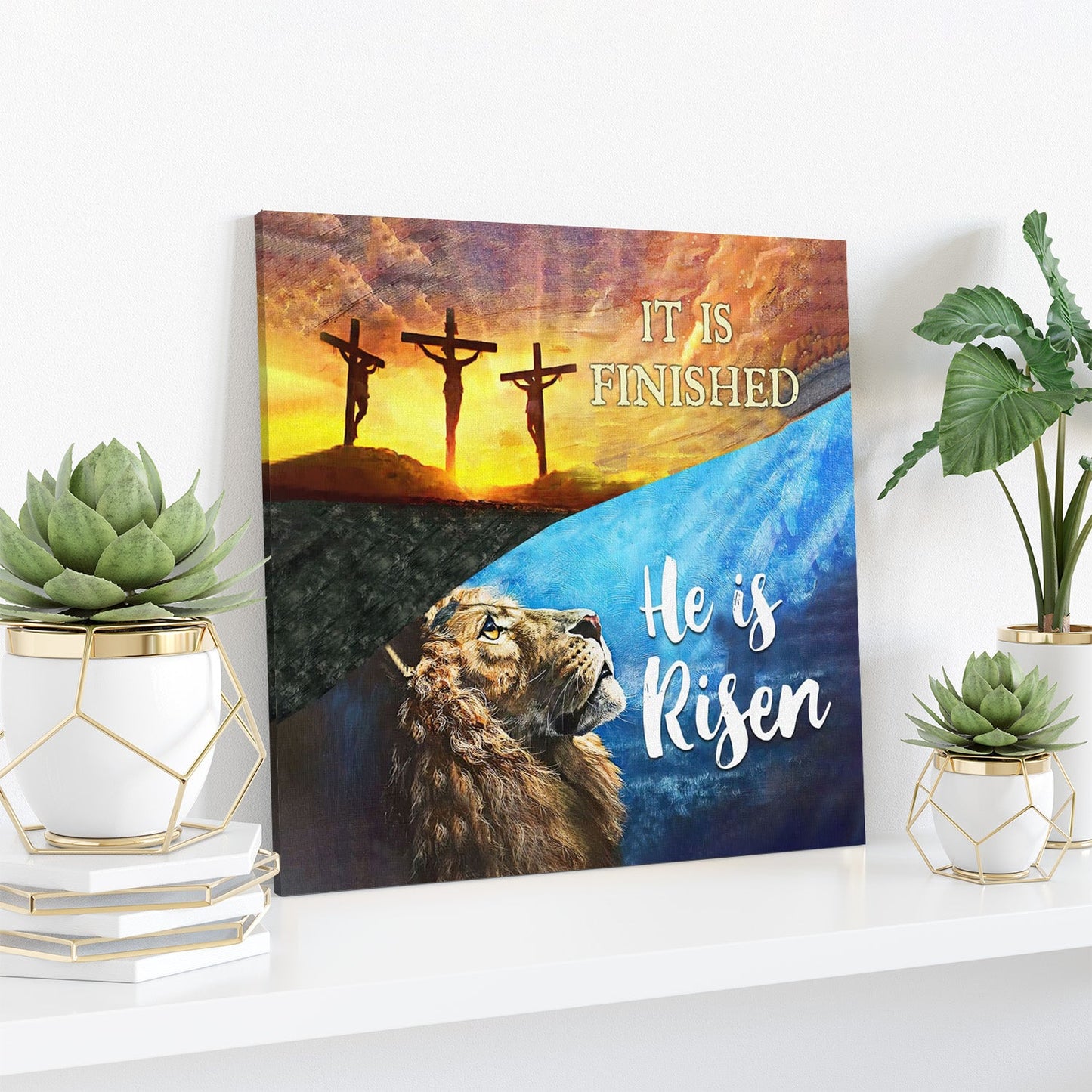 Bible Verse Canvas - It Is Finished He Is Risen Canvas - Scripture Canvas Wall Art - Ciaocustom